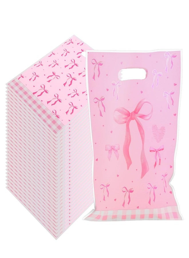 CANIPHA 50Pcs Pink Bow Gift Bag Supplies Favors, Candy Bags, Bow goodie Dags, Pink Bow Party Favors Light Color Goodie Bags for Birthday Party Suitable for Themed Events - Image 1